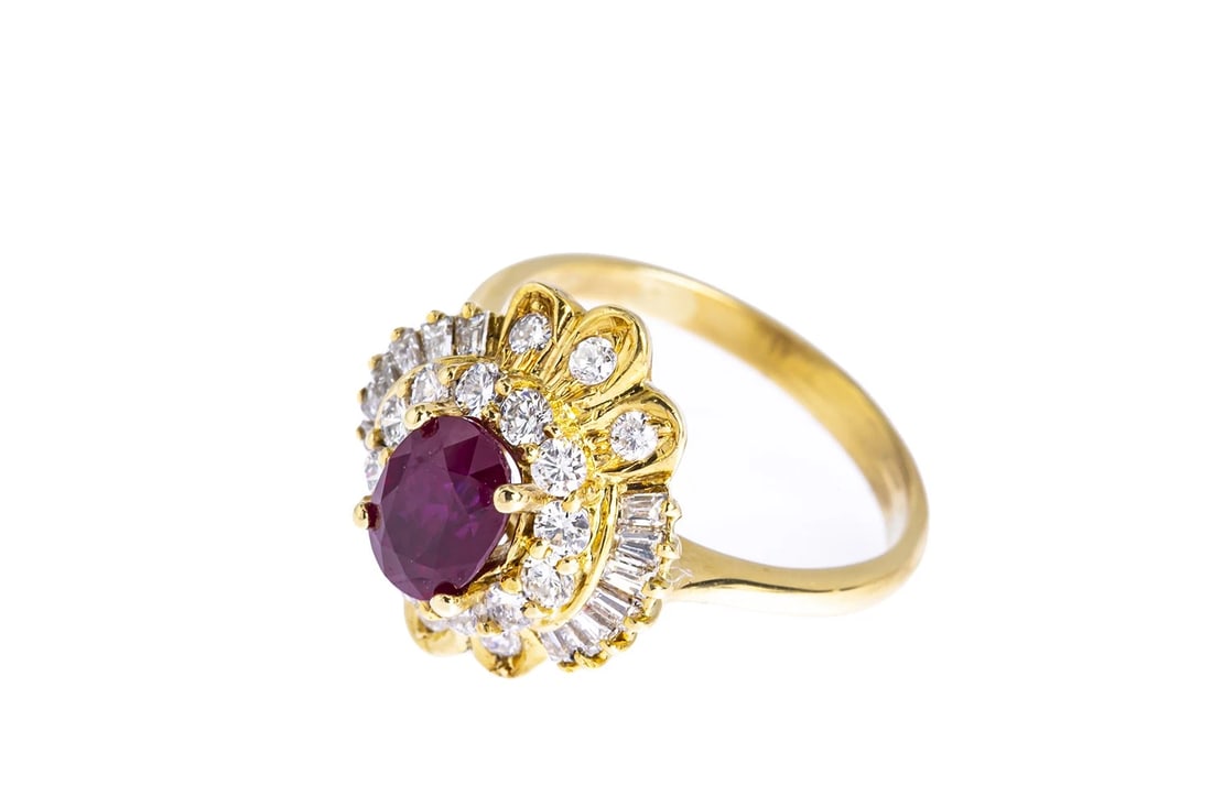 VINTAGE RUBY & DIAMOND COCKTAIL CLUSTERRING - 4