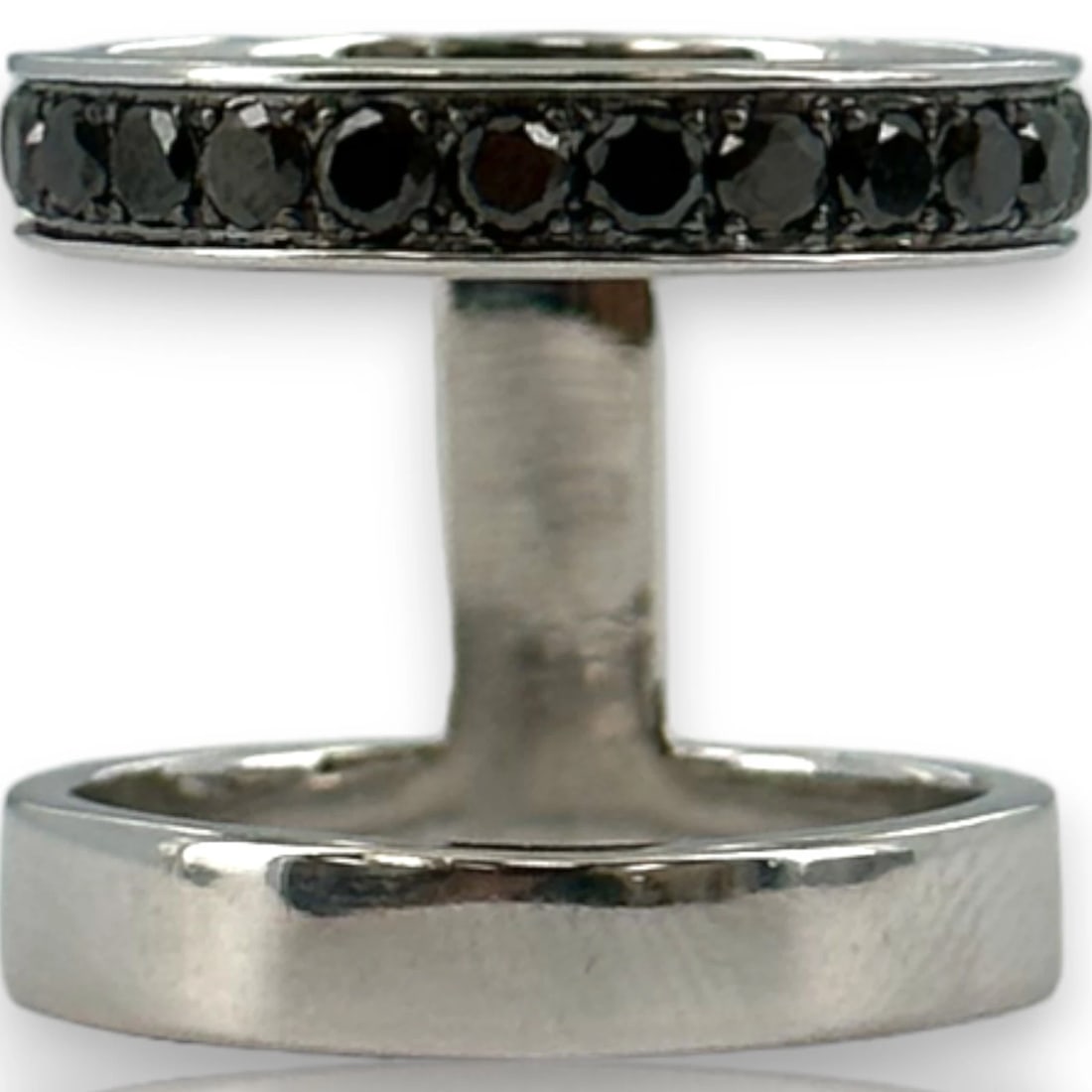 MICHELLE CAMPBELL FINE JEWELRY DOUBLE STACK BLACK DIAMONDS RING: Michelle Campbell Fine Jewelry Double Stack Black Diamonds Ring Brand: Michelle Campbell Type: Ring Material: 14k White Gold Main Stone/Creation Natural Color: White Size: 5.5 US Accessories: