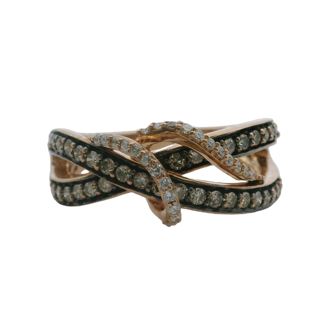 LE VIAN 14KT ROSE GOLD WHITE DIAMOND LOOP ORBIT RING: Le Vian 14kt Rose Gold White Diamond Loop Orbit Ring Brand: LeVian Type: Ring Material: 14k Rose Gold Main Stone/Creation Natural Color: Rose Size: 7 US Accessories: None Accessories Notic