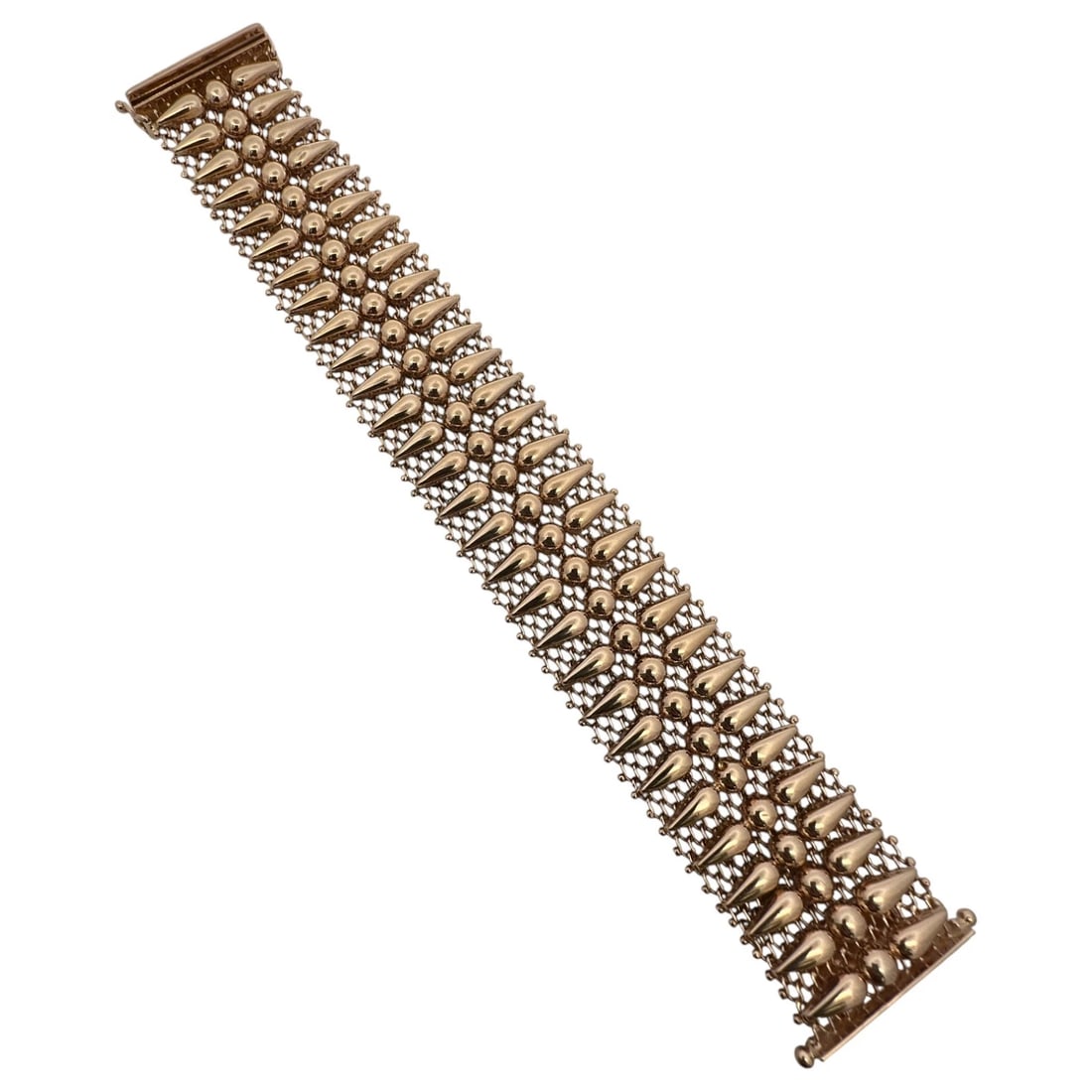 VINTAGE ITALIAN 18KT YELLOW GOLD 750 WIDE BRACELET: Vintage Italian 18kt Yellow Gold 750 Wide Bracelet Brand: Unbranded Type: Bracelet Material: 18K Yellow Gold, Color: Yellow Size: Length - 7" Width - 31mm Accessories: None Accessories Not