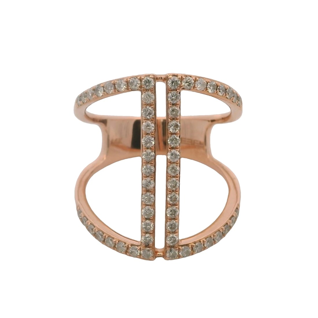 EFFY SOLID AND DIAMOND COCKTAIL LONG CAGE RING: EFFY Solid and Diamond Cocktail Long Cage Ring Brand: EFFY Type: Ring Material: 14k Rose Gold Main Stone/Creation Natural Color: Rose Size: 7 US Accessories: None Accessories Notice: When