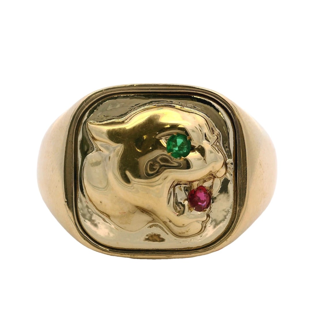 RETIRED EFFY 14KT YELLOW GOLD PANTHER SIGNET RING: Retired EFFY 14kt Yellow Gold Panther Signet Ring Brand: EFFY Type: Ring Material: 14k Yellow Gold Main Stone/Creation Emerald Color: Yellow Size: 10 US Accessories: None Accessories Notice: