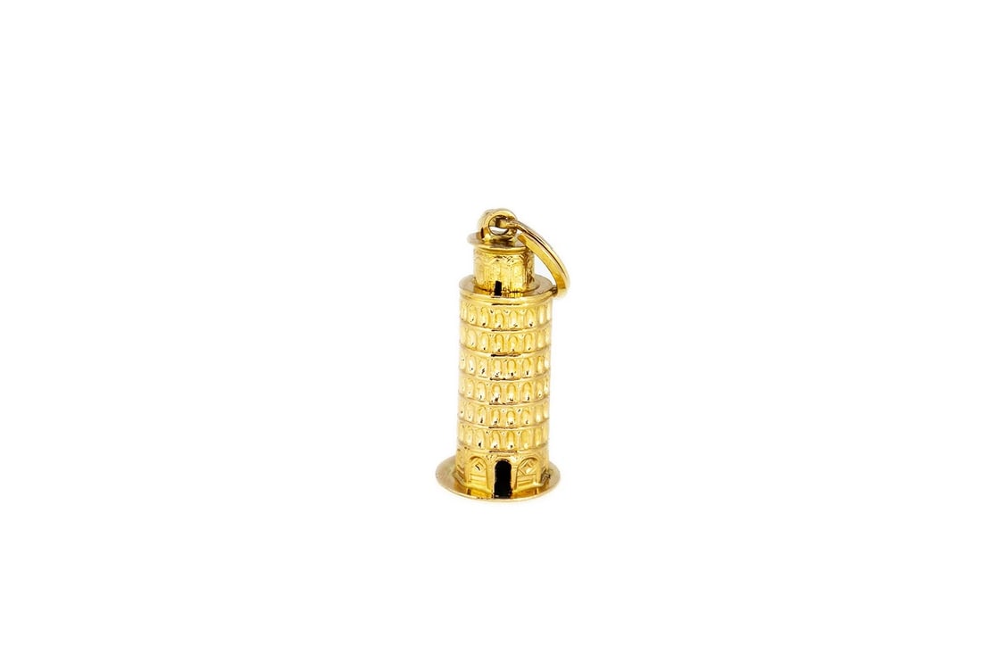 ITALY LEANING TOWER CHARM 18K 750 YELLOW GOLD DROP PENDANT: Italy Leaning Tower Charm 18K 750 Yellow Gold Drop Pendant Brand: Unbranded Type: Charm(s) Material: 18K Yellow Gold, Color: Yellow Size: Length x Width - 1.2" x 0.4" Accessories: None Acc