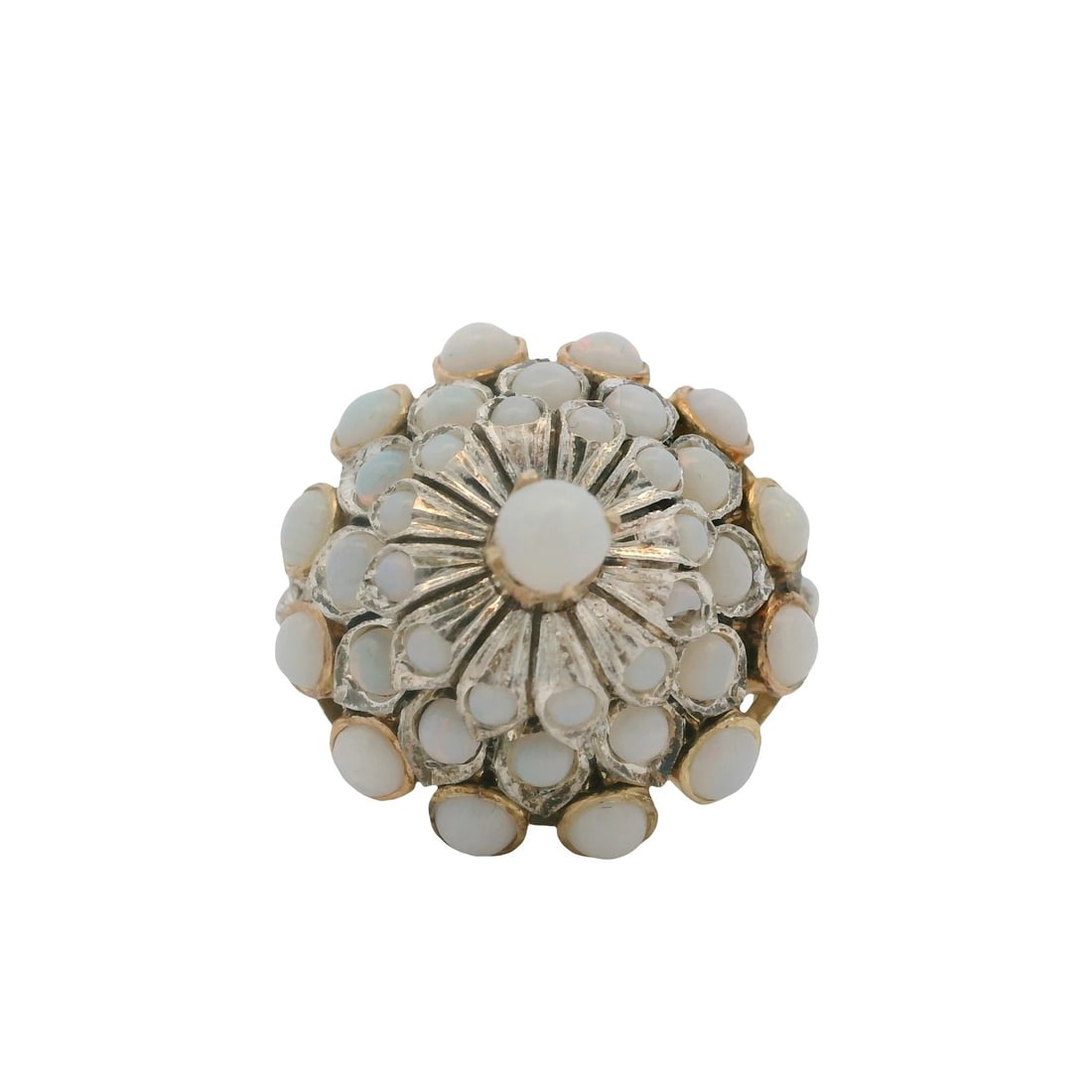 VINTAGE 14KT YELLOW GOLD AND CABOCHON OPALS THAI PRINCESS RING: Vintage 14kt Yellow Gold and Cabochon Opals Thai Princess Ring Brand: Unbranded Type: Ring Material: 14k Yellow Gold, Color: Yellow Size: 6 US Accessories: None Accessories Notice: When pu