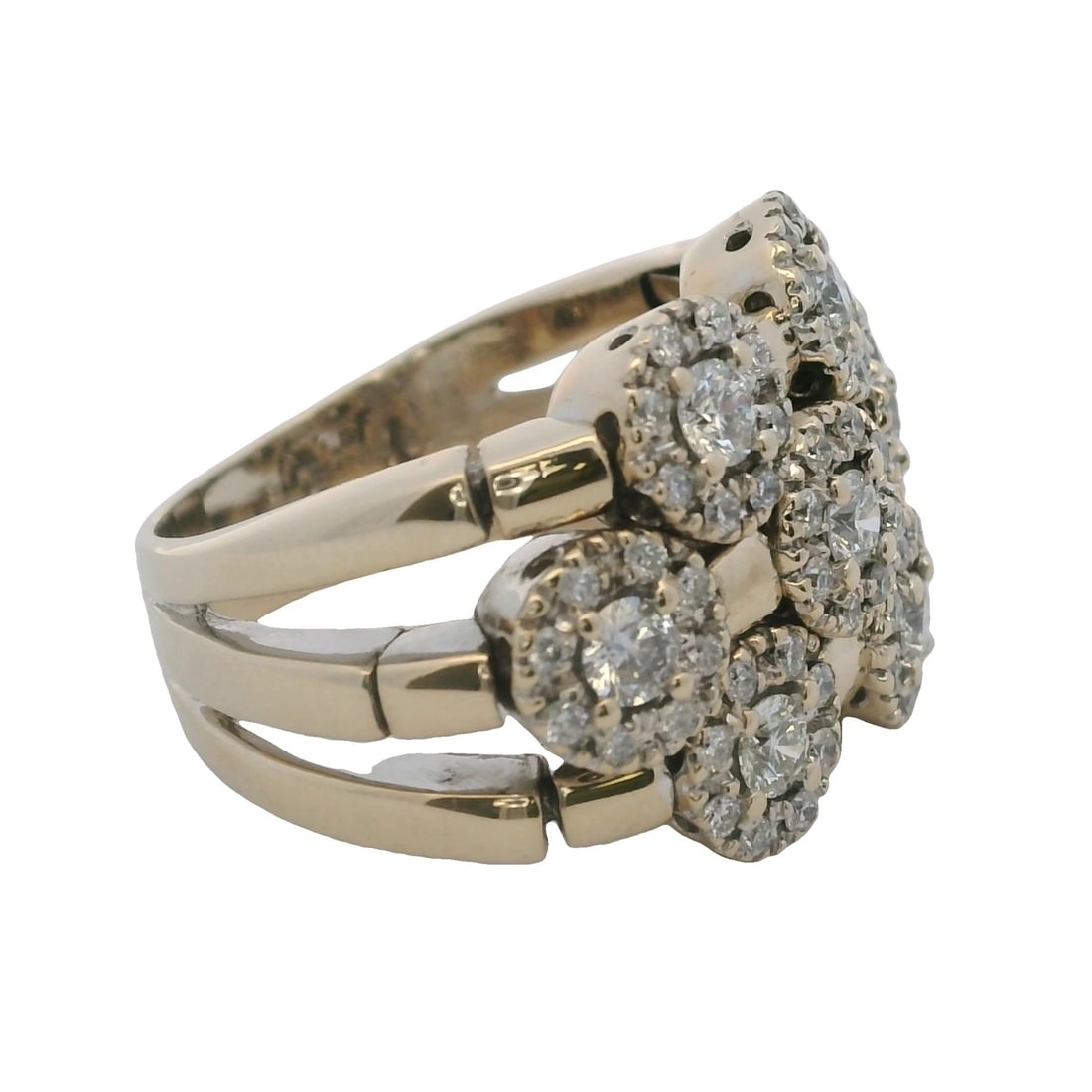 SONIA B SOLID DIAMOND 3-ROW HALO CLUSTER FLEX RING - 2