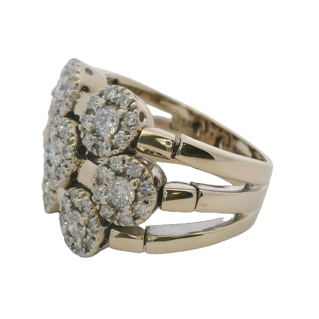 SONIA B SOLID DIAMOND 3-ROW HALO CLUSTER FLEX RING - 3