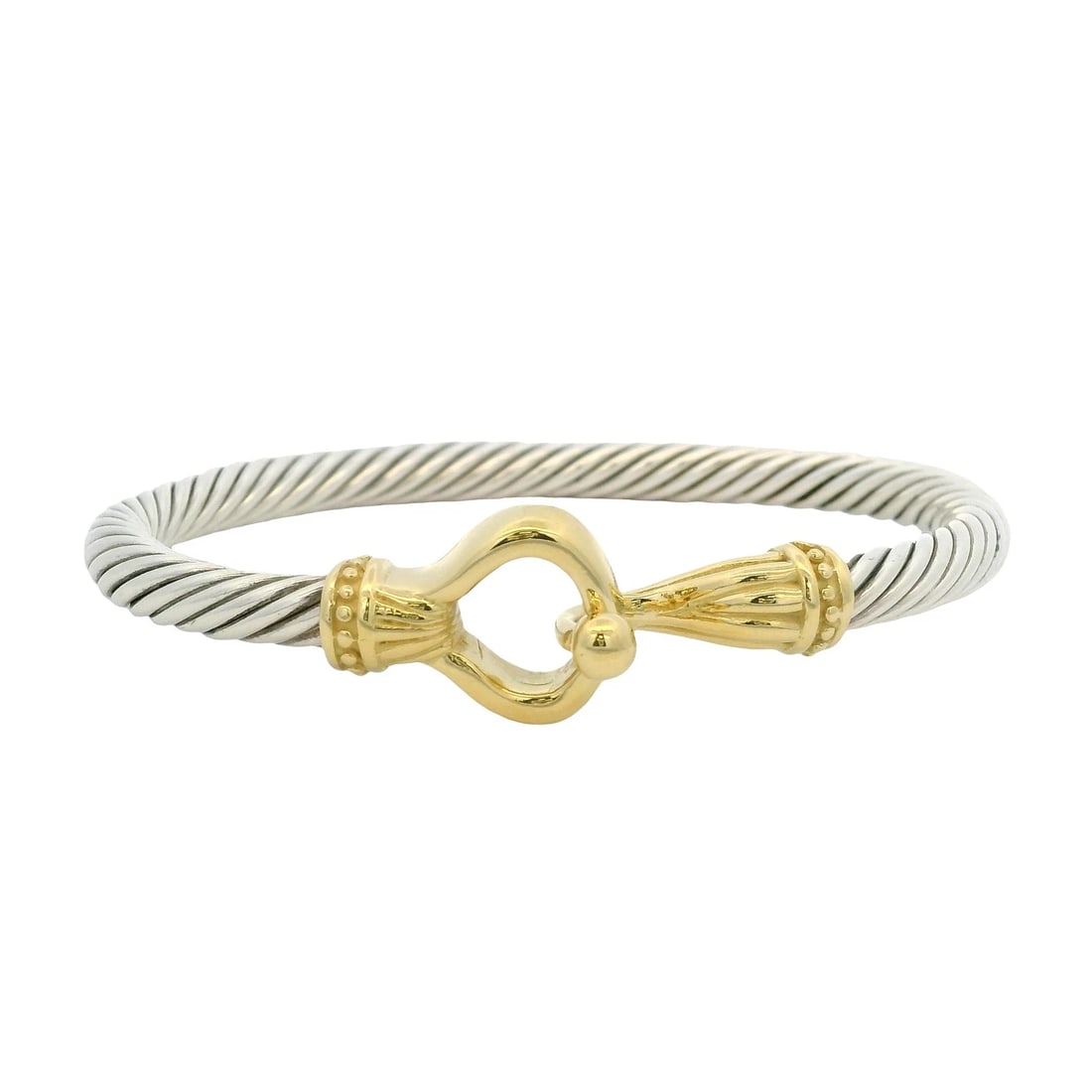 VINTAGE STERLING SILVER 18KT YELLOW GOLD HOOK BRACELET (1 of 6)