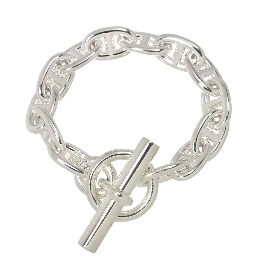 HERMES CHAINE DANCRE MM BRACELET SILVER 925: HERMES Chaine dancre MM Bracelet Silver 925 Brand: HERMES Type: Bracelet Material: Silver 925, Color: Silver Size: Full length:apporox.6.9inch Inner circumference 5.3inch Width:(max.) 10.1 mm Acc