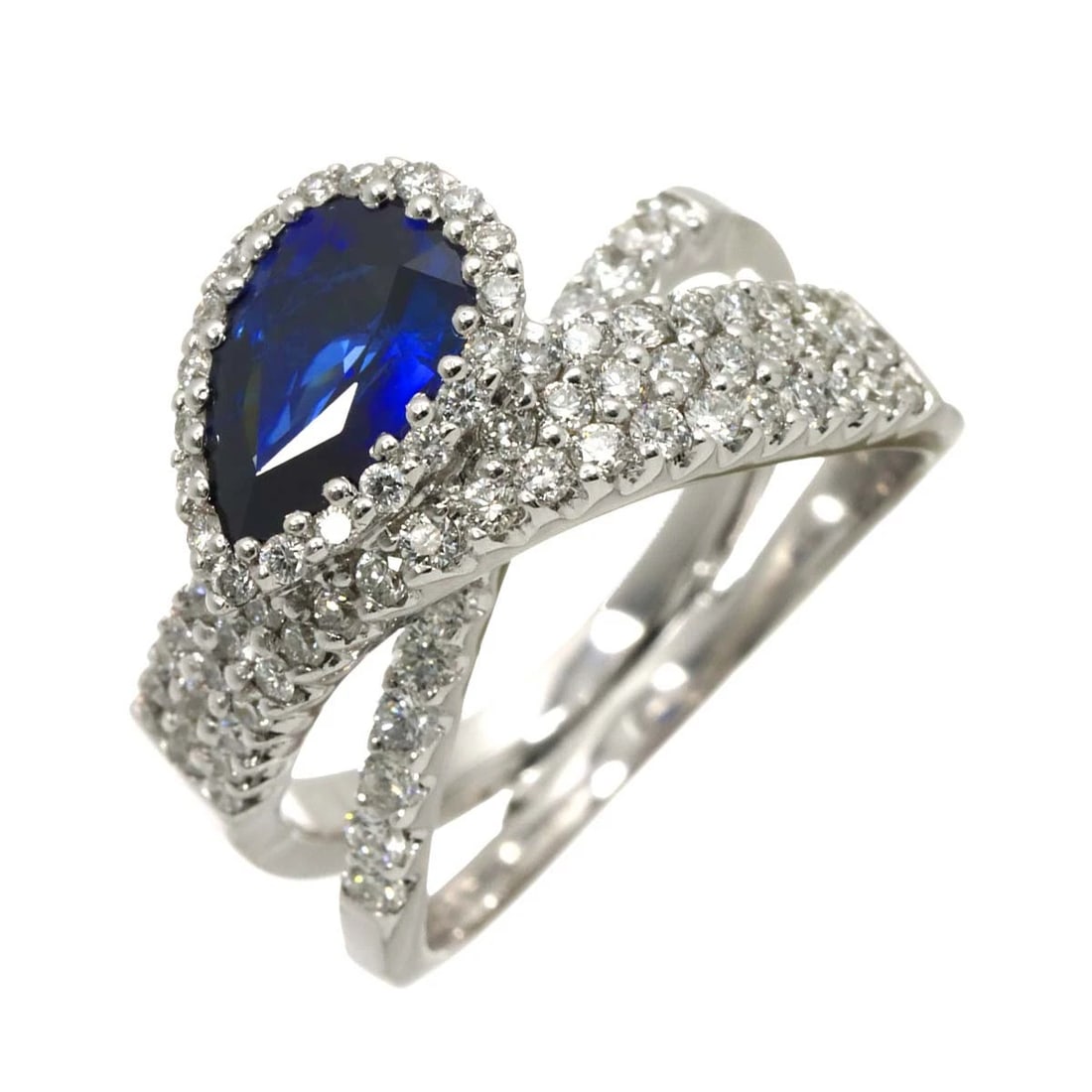 SAPPHIRE DIAMOND RING 18K WHITE GOLD 750: Sapphire Diamond Ring 18K White Gold 750 Brand: Unbranded Type: Ring Material: 750 White Gold Main Stone/Creation Sapphire Color: White Gold Size: 6.25-6.5(US) Accessories: None Accessories