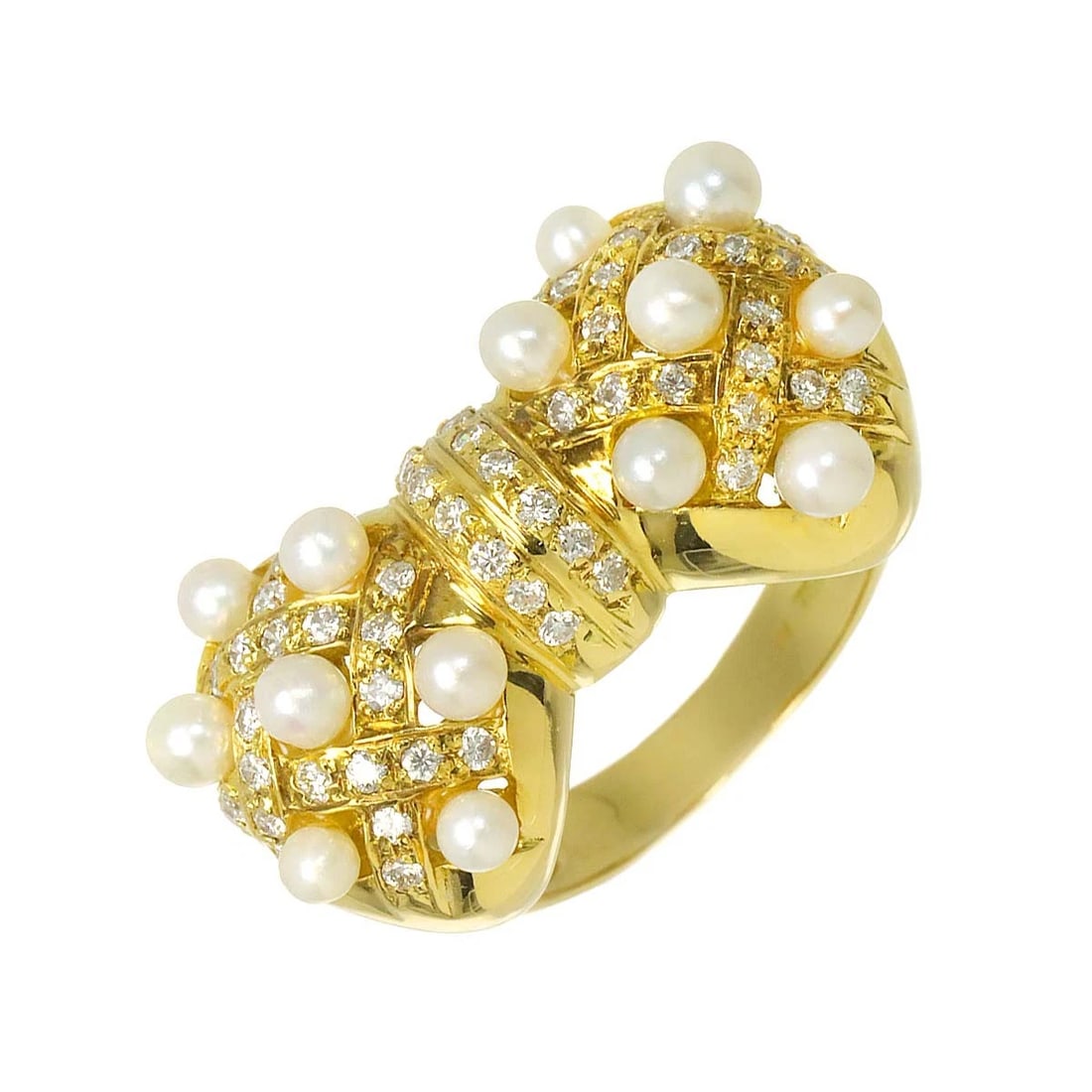 PONTE VECCHIO BABY PEARL DIAMOND RING 18K YG 750: Ponte Vecchio Baby Pearl Diamond Ring 18K YG 750 Brand: Ponte Vecchio Type: Ring Material: 750 Yellow Gold Main Stone/Creation Natural Color: Yellow Gold Size: 5.25(US) Accessories: None A