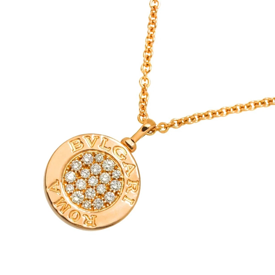 BVLGARI BVLGARIBVLGARI PAVE DIAMOND ONYX NECKLACE: BVLGARI BVLGARIBVLGARI Pave Diamond Onyx Necklace Brand: BVLGARI Type: Necklace Material: 750 Pink Gold Main Stone/Creation Natural Color: Pink Gold Size: internal circumference of the chain:16.9i