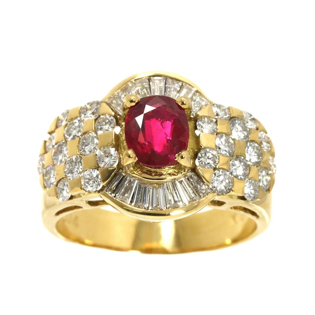 RUBY DIAMOND RING 18K YELLOW GOLD 750 - 2