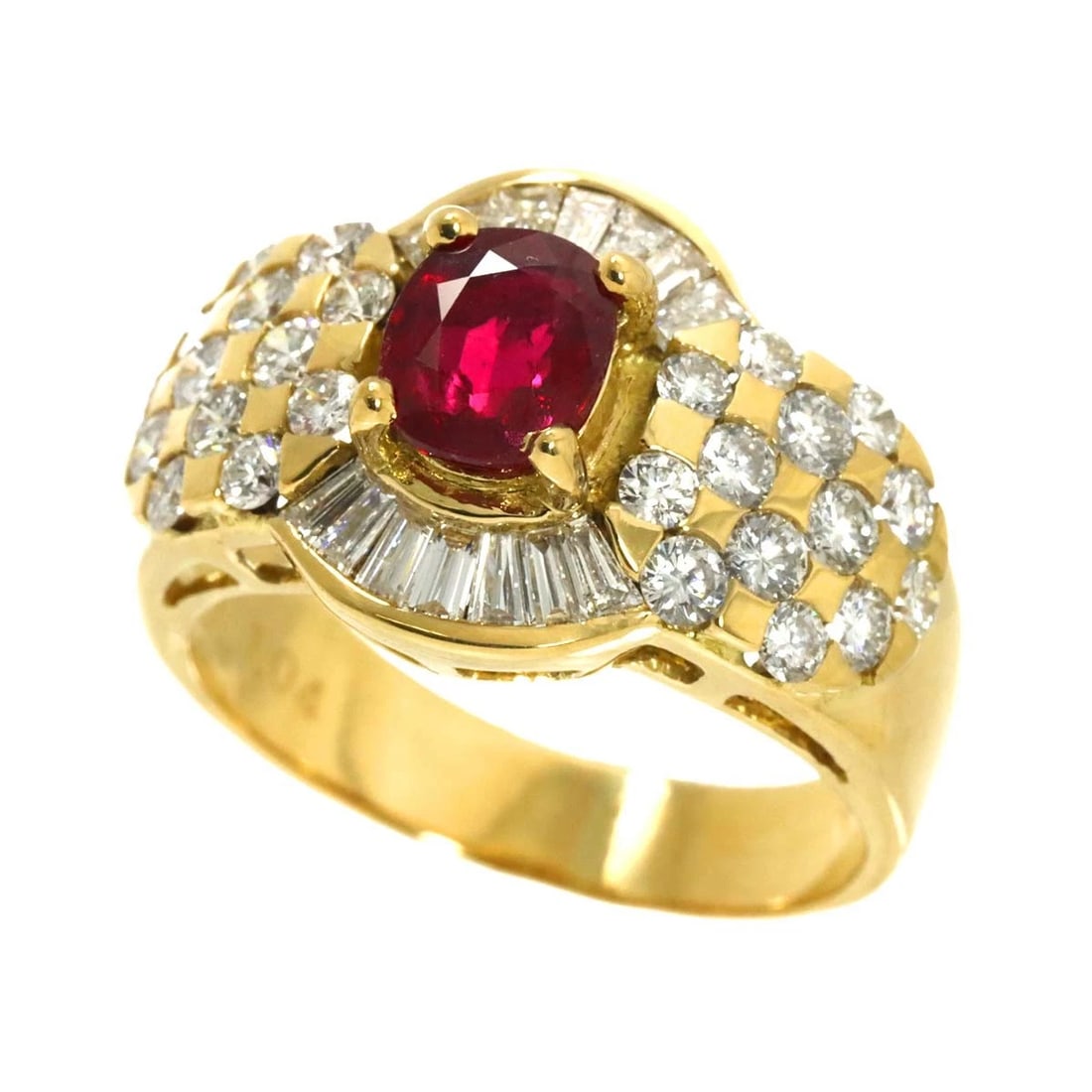 RUBY DIAMOND RING 18K YELLOW GOLD 750 - 3