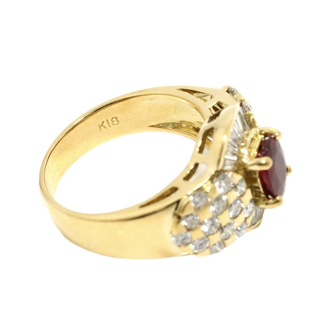RUBY DIAMOND RING 18K YELLOW GOLD 750 - 4
