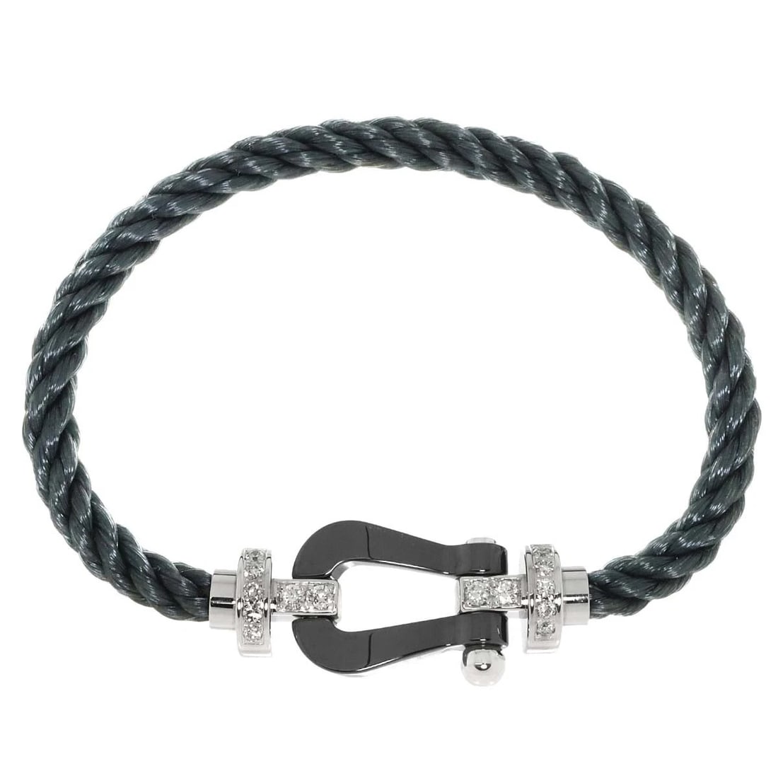 FRED FORCE 10 LM DIAMOND BRACELET CERAMIC: FRED Force 10 LM Diamond Bracelet Ceramic Brand: FRED Type: Bracelet Material: 750 White Gold Main Stone/Creation Natural Color: White Gold Size: 14/5.5inch Accessories: None Accessories N