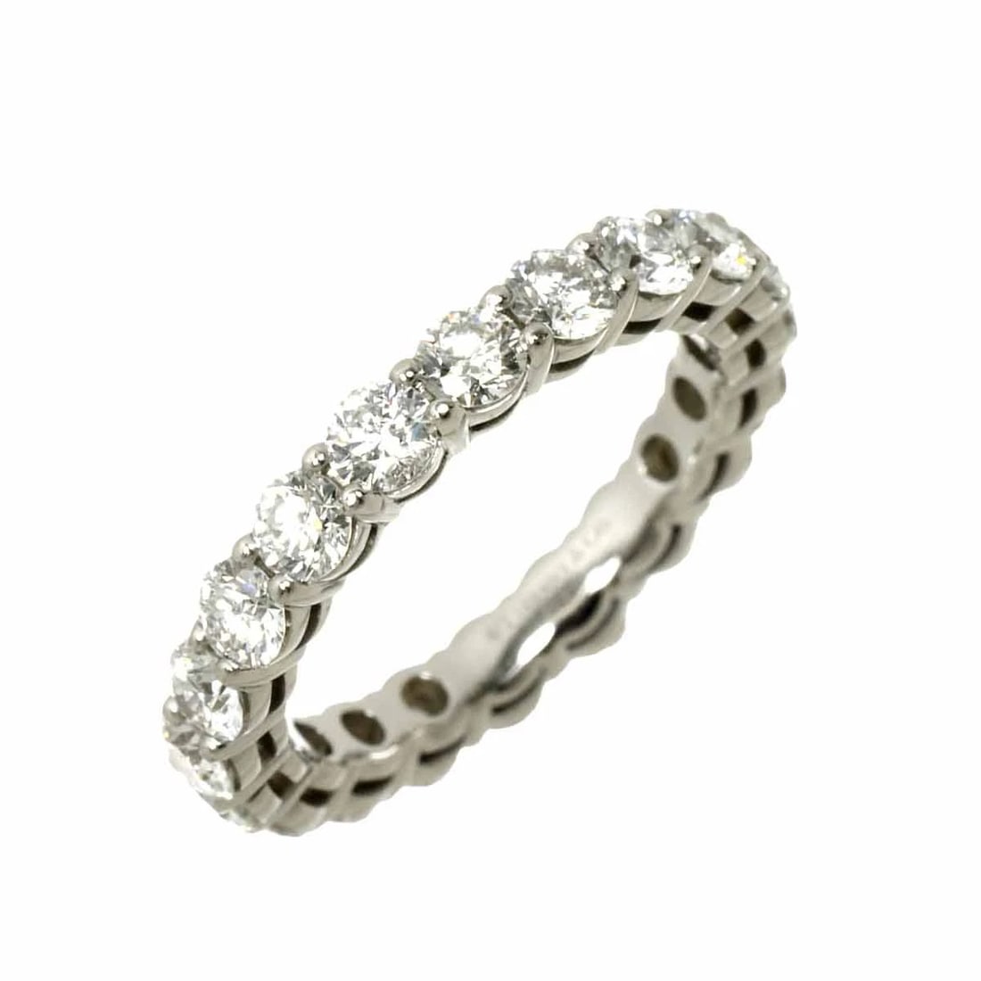 TIFFANY CO. FOREVER FULL DIAMOND RING PLATINUM: TIFFANY Co. Forever Full Diamond Ring Platinum Brand: TIFFANY Co. Type: Ring Material: Platinum Main Stone/Creation Natural Color: Platinum Size: 3.75-4(US) Accessories: None Accessories N
