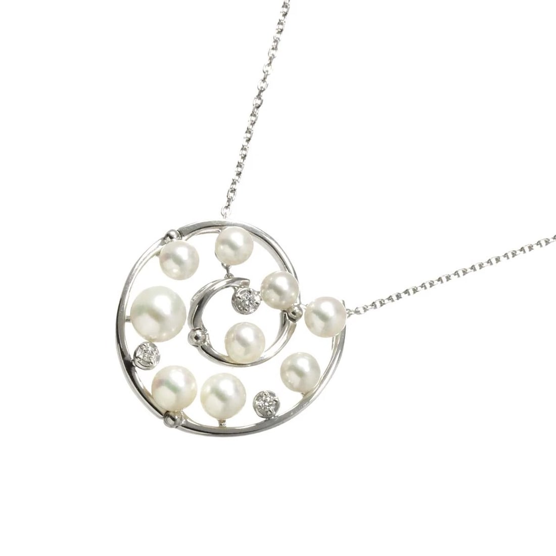 TASAKI AKOYA PEARL DIAMOND NECKLACE 18K WG 750: TASAKI Akoya Pearl Diamond Necklace 18K WG 750 Brand: TASAKI Type: Necklace Material: 750 White Gold Main Stone/Creation Akoya Pearl Color: White Gold Size: internal circumference of the chain: 17