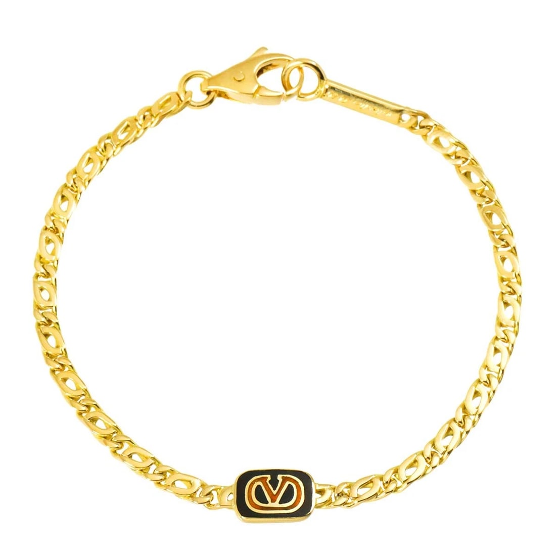 VALENTINO ENAMEL BRACELET 18K YELLOW GOLD 750: VALENTINO Enamel Bracelet 18K Yellow Gold 750 Brand: VALENTINO Type: Bracelet Material: 750 Yellow Gold, Color: Yellow Gold Size: Inner circumference 7.1inch Width:(max.) 7.3mm Accessories: None