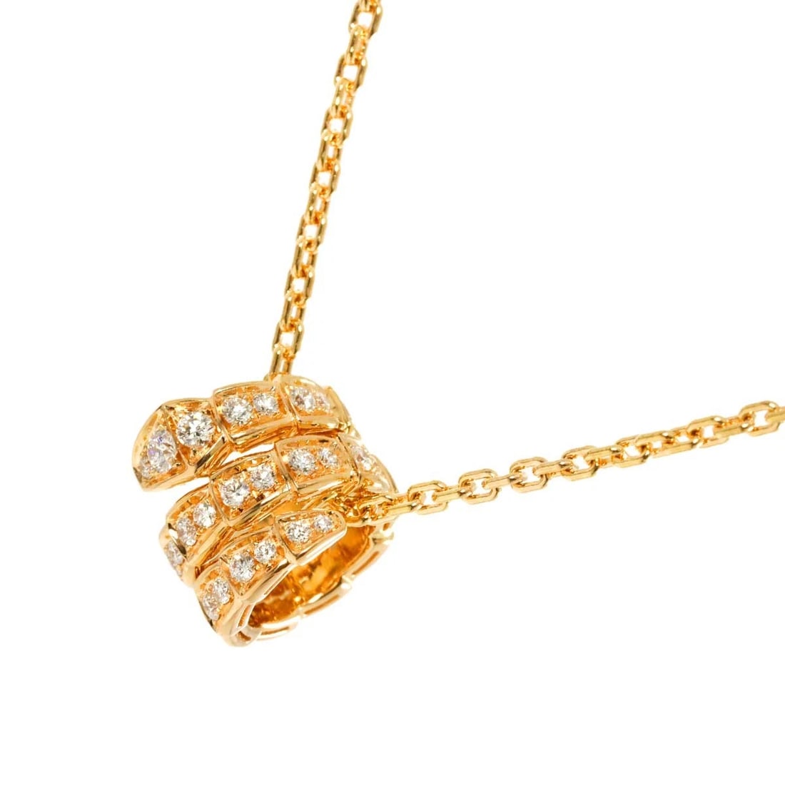 BVLGARI SERPENTI VIPER FULL PAVE DIAMOND NECKLACE: BVLGARI Serpenti Viper Full Pave Diamond Necklace Brand: BVLGARI Type: Necklace Material: 750 Pink Gold Main Stone/Creation Natural Color: Pink Gold Size: internal circumference of the chain:16.9i