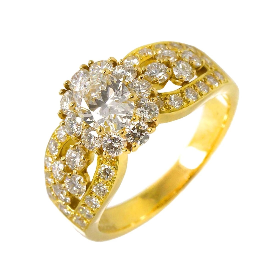 VAN CLEEF ARPELS DIAMOND RING 18K YG 750: Van Cleef Arpels Diamond Ring 18K YG 750 Brand: Van Cleef Arpels Type: Ring Material: 750 Yellow Gold Main Stone/Creation Natural Color: Yellow Gold Size: 7.75-8(US) Accessories: None Acce