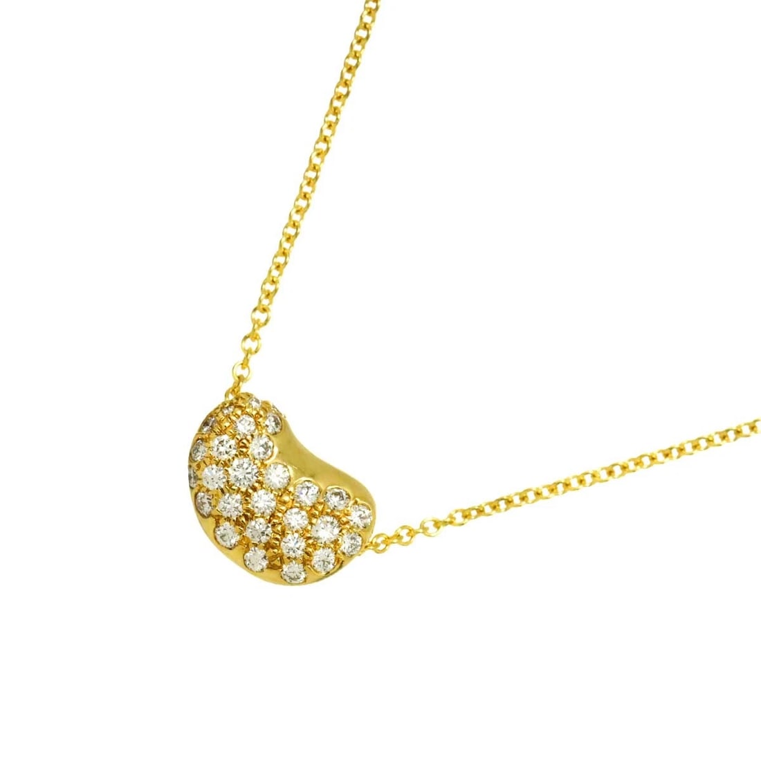 TIFFANY CO. BEAN DIAMOND NECKLACE 18K YELLOW GOLD 750: TIFFANY Co. Bean Diamond Necklace 18K Yellow Gold 750 Brand: TIFFANY Co. Type: Necklace Material: 750 Yellow Gold Main Stone/Creation Natural Color: Yellow Gold Size: internal circumference of the