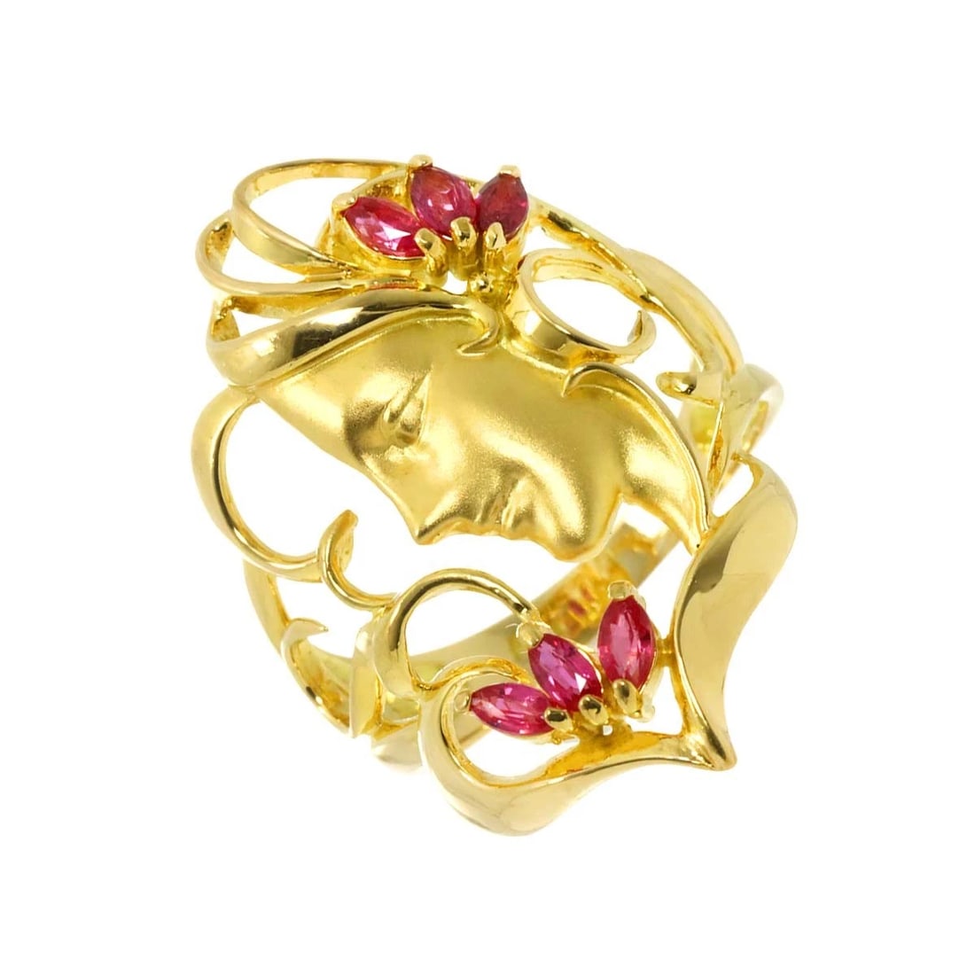 RUBY RING 18K YG: Ruby Ring 18K YG Brand: Unbranded Type: Ring Material: 750 Yellow Gold Main Stone/Creation Ruby Color: Yellow Gold Size: 4.75-5(US) Accessories: None Accessories Notice: When purchasing pr