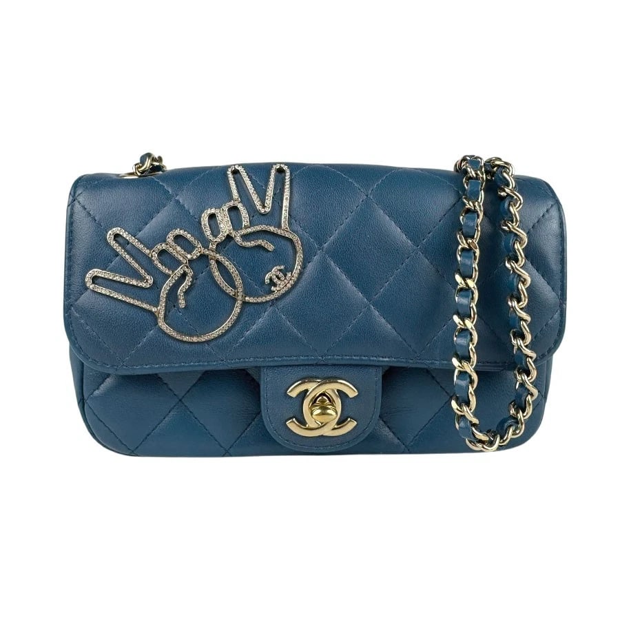 CHANEL MATELASSE CHAIN CROSSBODY SHOULDER BAG: CHANEL Matelasse Chain Crossbody Shoulder Bag Brand: CHANEL Type: Crossbody Shoulder Bag Material: Leather x Metal Color: Dark Blue/Gold Size: W:5.9inx H:4.3inx D:2.0in Shoulder Length: 47.2in Ac