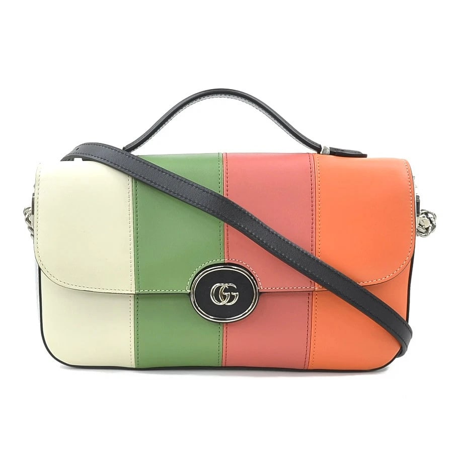 GUCCI SHOULDER BAG HNDBAG MULTICOLOR LEATHER/SILVERTONE: GUCCI Shoulder Bag Hndbag Multicolor Leather/Silvertone Brand: GUCCI Type: Shoulder Bag Material: leather Color: Multicolor Size: W:10.6inx H:6.1inx D:2.0in Handle Length:7.1in Shoulder