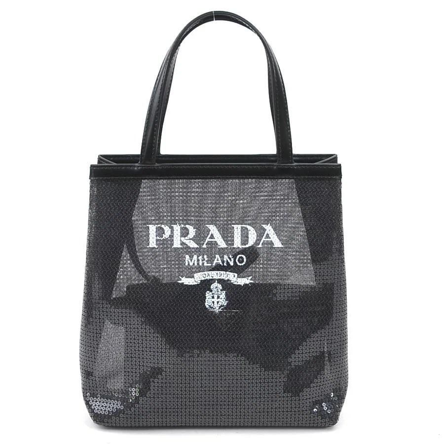 PRADA HANDBAG BLACK SEQUIN/LEATHER - 2