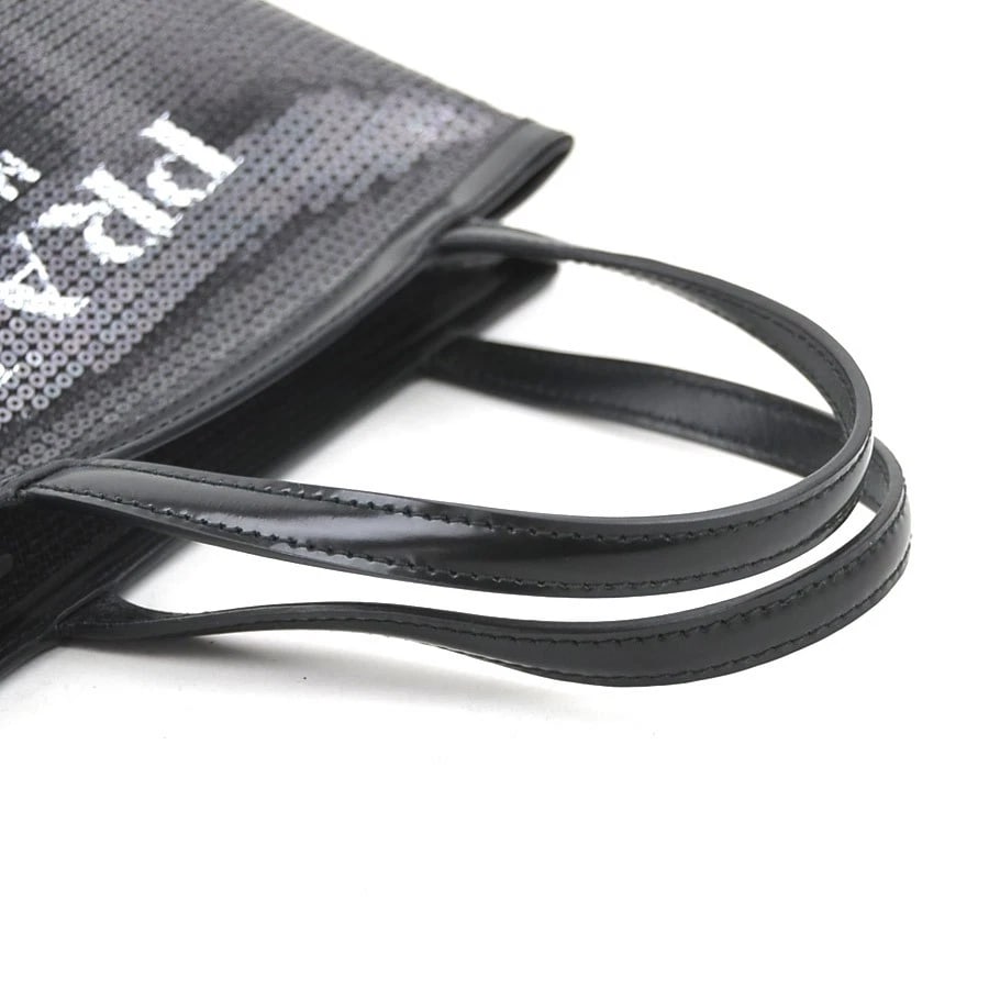 PRADA HANDBAG BLACK SEQUIN/LEATHER - 7