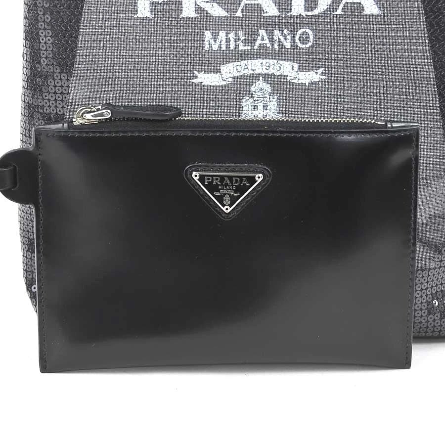 PRADA HANDBAG BLACK SEQUIN/LEATHER - 9