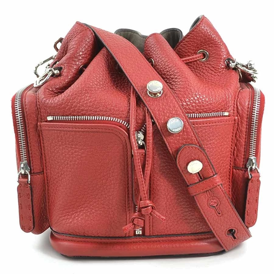 FENDI MON TRESOR SHOULDER BAG BURGUNDY LEATHER (1 of 10)