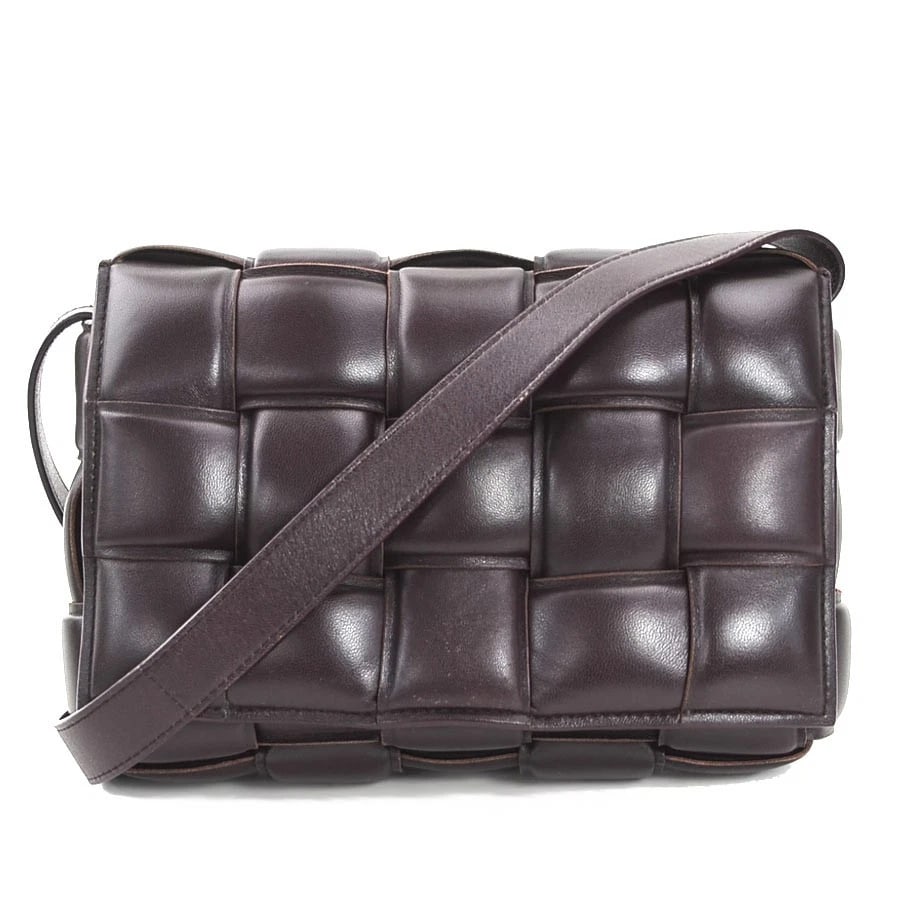 BOTTEGAVENETA PADDED CASSETTE SHOULDER BAG: BOTTEGAVENETA Padded Cassette Shoulder Bag Brand: BOTTEGAVENETA Type: Shoulder Bag Material: leather Color: Dark Brown Size: W:9.4Shoulder Length: 37.4ininx H:6.7inx D:2.4in Accessories: None