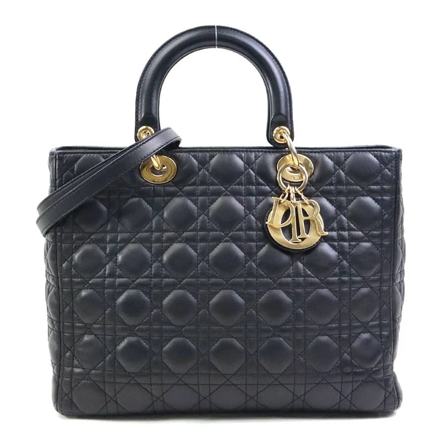 CHRISTIAN DIOR DIOR HANDBAG SHOULDER BAG BLACK/GOLD: Christian Dior Dior Handbag Shoulder Bag Black/Gold Brand: Christian Dior Type: Handbag Material: leather Color: Black Size: W:11.8inx H:9.4inx D:4.3in Handle drop:4.7in Shoulder drop:17.7in Acce