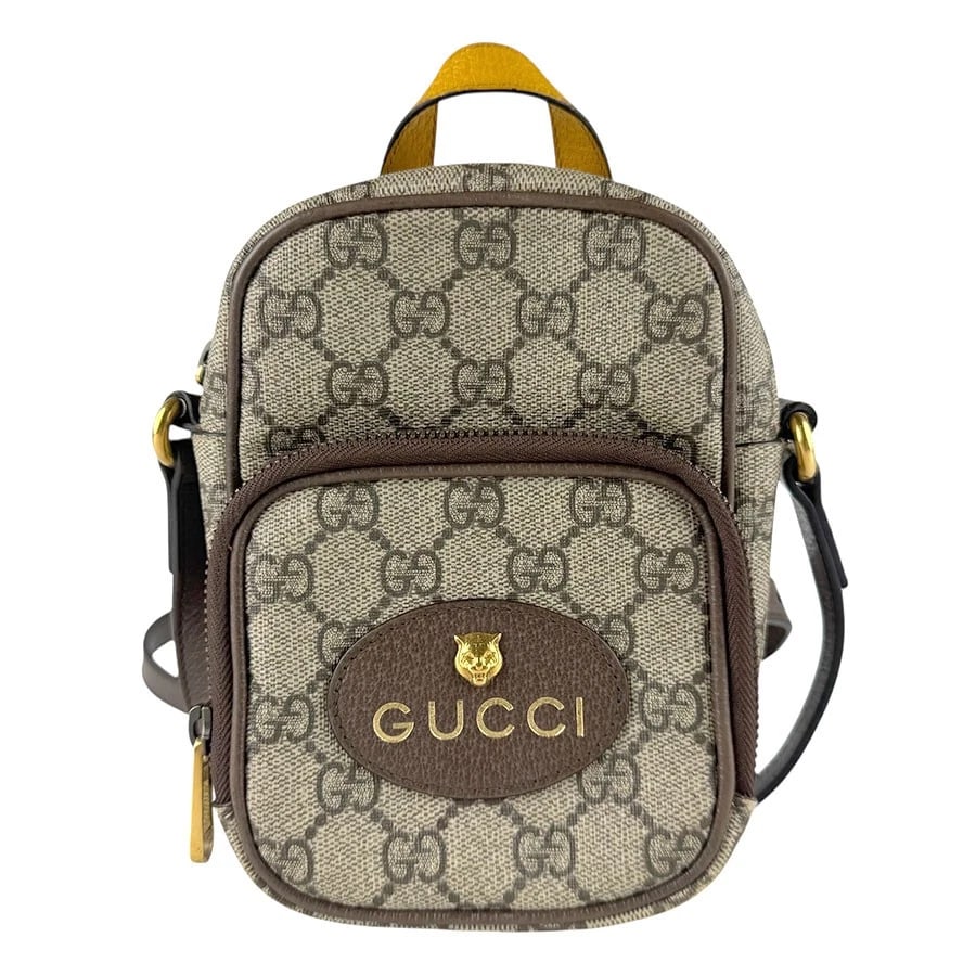 GUCCI GG SUPREME SHOULDER BAG BROWN: GUCCI GG Supreme Shoulder Bag Brown Brand: GUCCI Type: Shoulder Bag Material: PVC/Leather Color: Brown X Yellow Size: W:4.3inx H:6.7inx D:2.4in Shoulder Length: 47.2in Accessories: None Ac