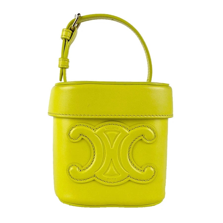 CELINE SMALL BOX CUIR TRIOMPHE SHOULDER BAG: CELINE Small Box Cuir Triomphe Shoulder Bag Brand: CELINE Type: Shoulder Bag Material: Leather Color: Anise Size: W:3.9inx H:3.9inx D:3.9in Shoulder Length: 42.1in Accessories: None Access