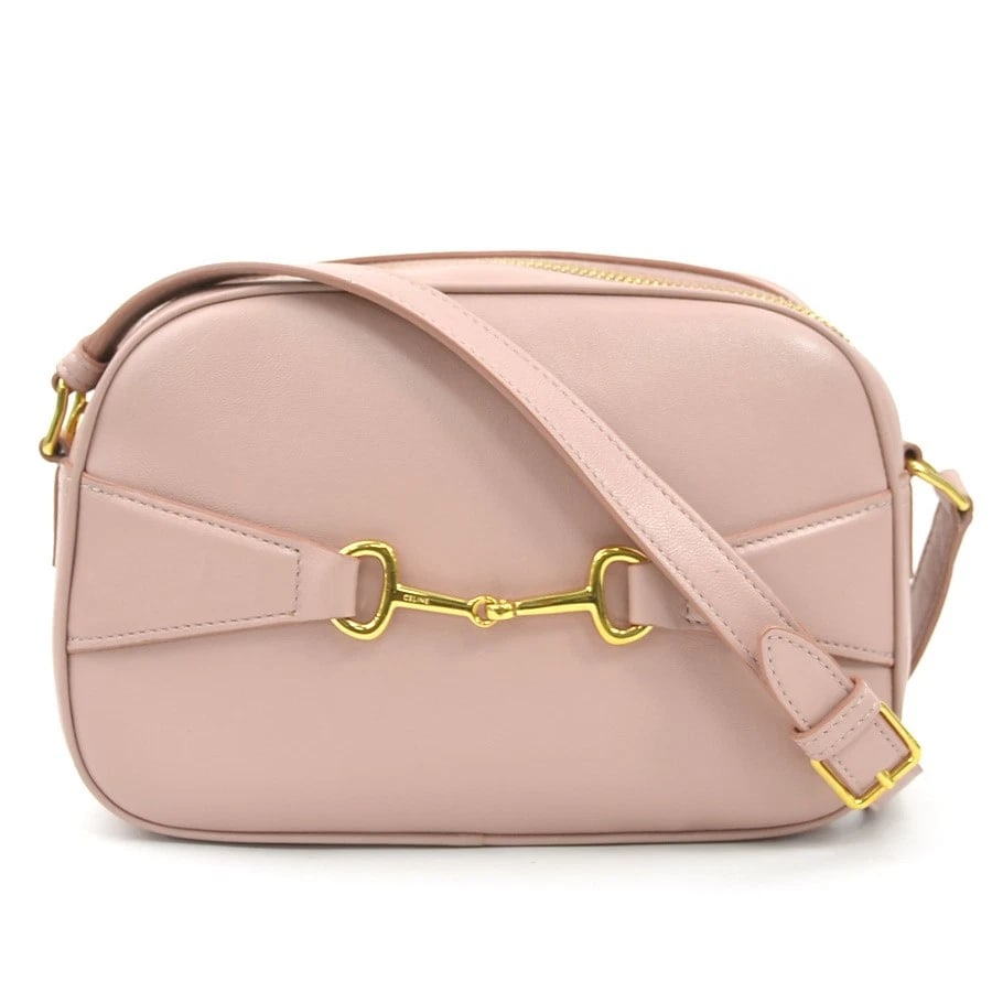 CELINE SHOULDER BAG PINK LEATHER/GOLDTONE: CELINE Shoulder Bag Pink Leather/Goldtone Brand: CELINE Type: Shoulder Bag Material: leather Color: Pink Size: W:8.3inx H:5.7inx D:2.2in Shoulder Length: 48.4in Accessories: None Accessori