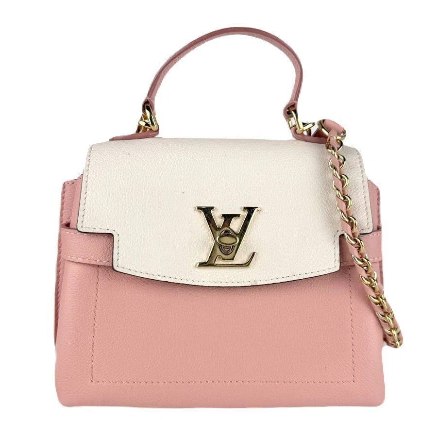 LOUIS VUITTON LOCKME EVA MINI HANDBAG SHOULDER BAG: LOUIS VUITTON Lockme Eva MINI Handbag Shoulder Bag Brand: LOUIS VUITTON Type: Handbag Material: Leather Color: Pink X Off White Size: W:8.3inx H:7.1inx D:3.9in Handle Length:7.9in Shoulder Length: