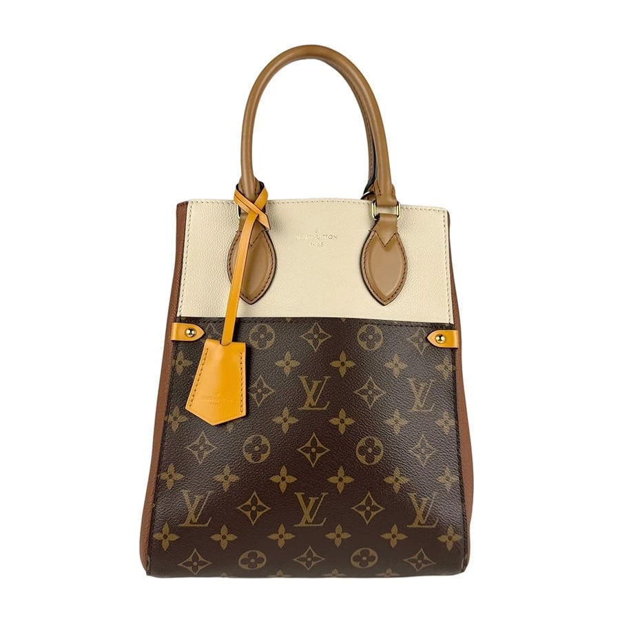 LOUIS VUITTON MONOGRAM FOLD TOTE MM HANDBAG SHOULDER BAG: LOUIS VUITTON Monogram Fold Tote MM Handbag Shoulder Bag Brand: LOUIS VUITTON Type: Handbag Material: Monogram canvas Color: Brown/Off White Size: W:9.1inx H:11.0inx D:6.3in Handle Length:13.4in S