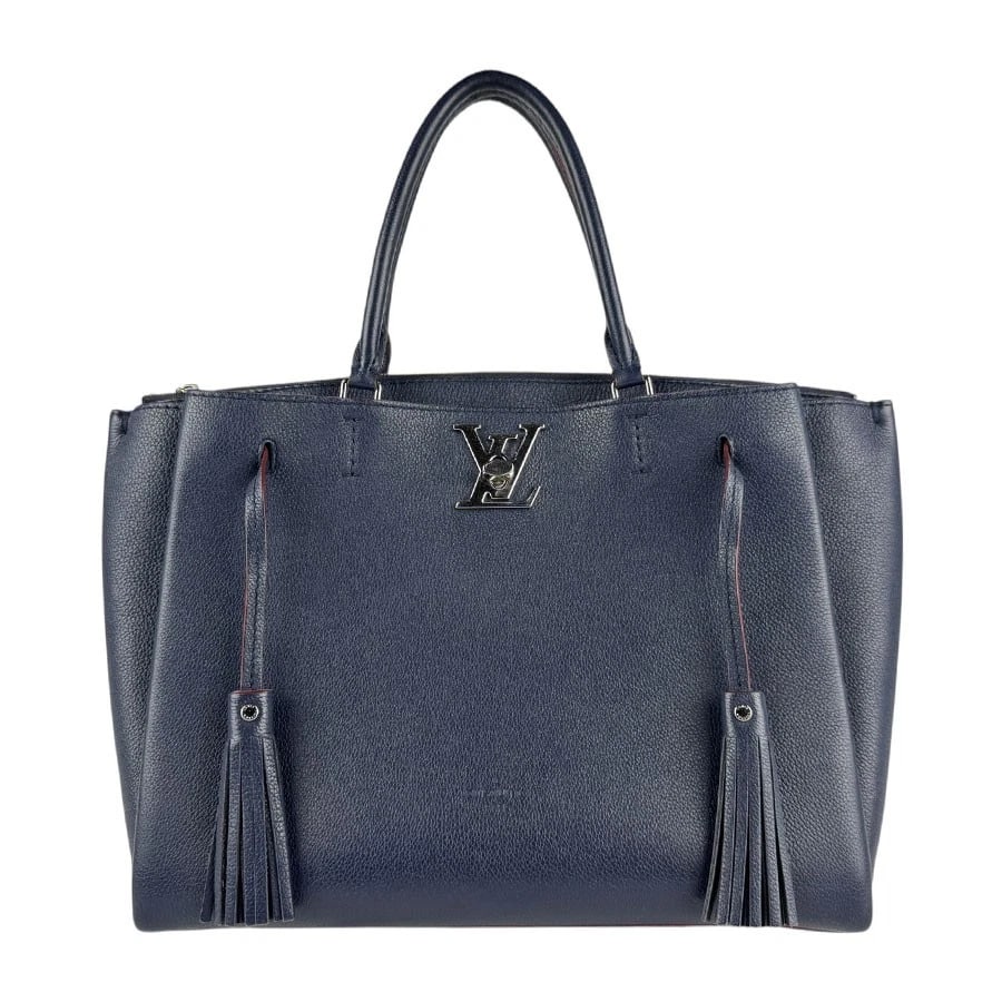 LOUIS VUITTON LOCKME TOTE HANDBAG SHOULDER BAG: LOUIS VUITTON Lockme Tote Handbag Shoulder Bag Brand: LOUIS VUITTON Type: Handbag Material: leather Color: Navy Size: W:11.8inx H:9.4inx D:5.9in Handle Length:13.8in Shoulder Length: 43.3in Acces