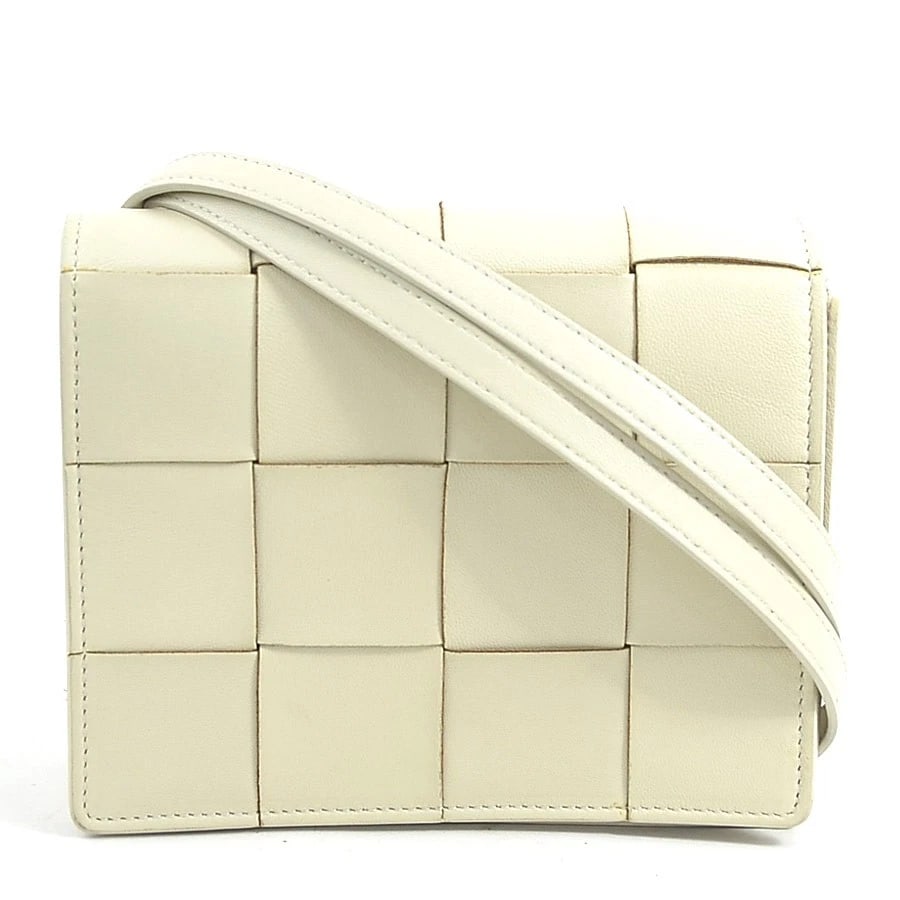 BOTTEGAVENETA CASSETTE SHOULDER BAG OFF WHITE LEATHER (1 of 10)