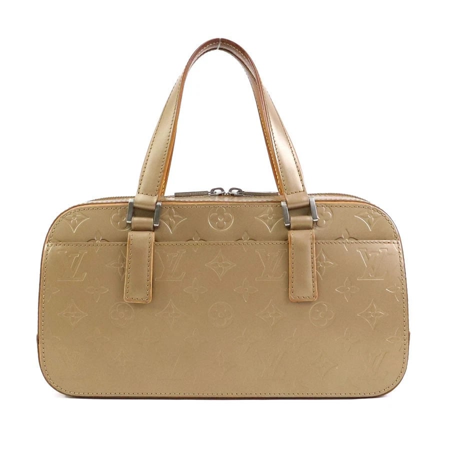 LOUIS VUITTON MONOGRAM MATT SHELTON HANDBAG GOLD: LOUIS VUITTON Monogram Matt Shelton Handbag Gold Brand: LOUIS VUITTON Type: Handbag Material: Monogram mat Color: Gold Brown Size: W:11.4inx H:6.1inx D:3.7in Handle drop:5.1in Accessories: None