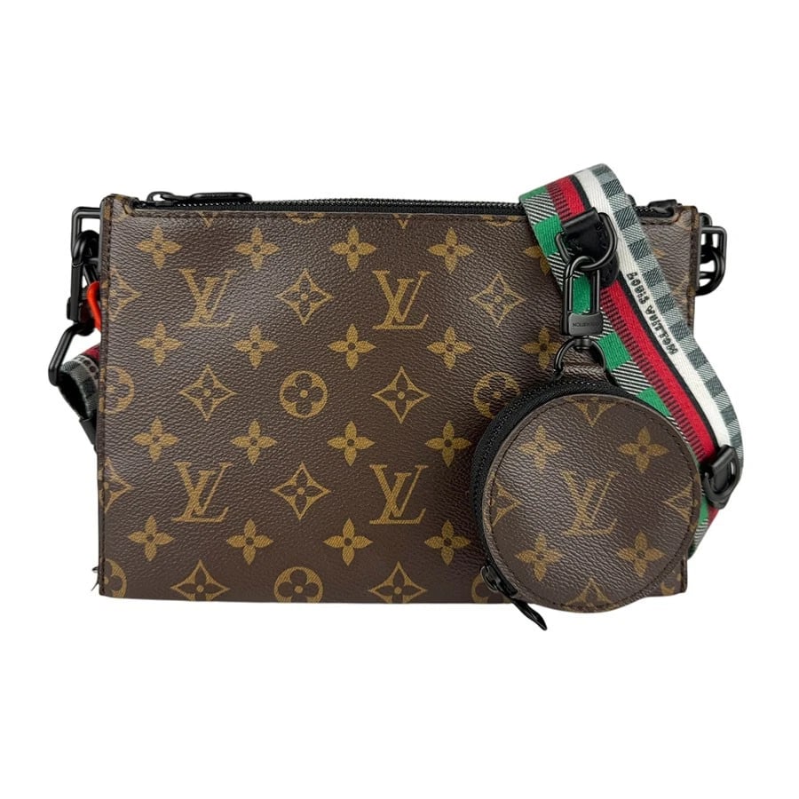 LOUIS VUITTON TRIO POUCH CROSSBODY SHOULDER BAG: LOUIS VUITTON Trio Pouch Crossbody Shoulder Bag Brand: LOUIS VUITTON Type: Crossbody Shoulder Bag Material: Monogram canvas Color: Brown/Black/Multicolor Size: W:9.8inx H:6.3inx D:0.8in Handle Len