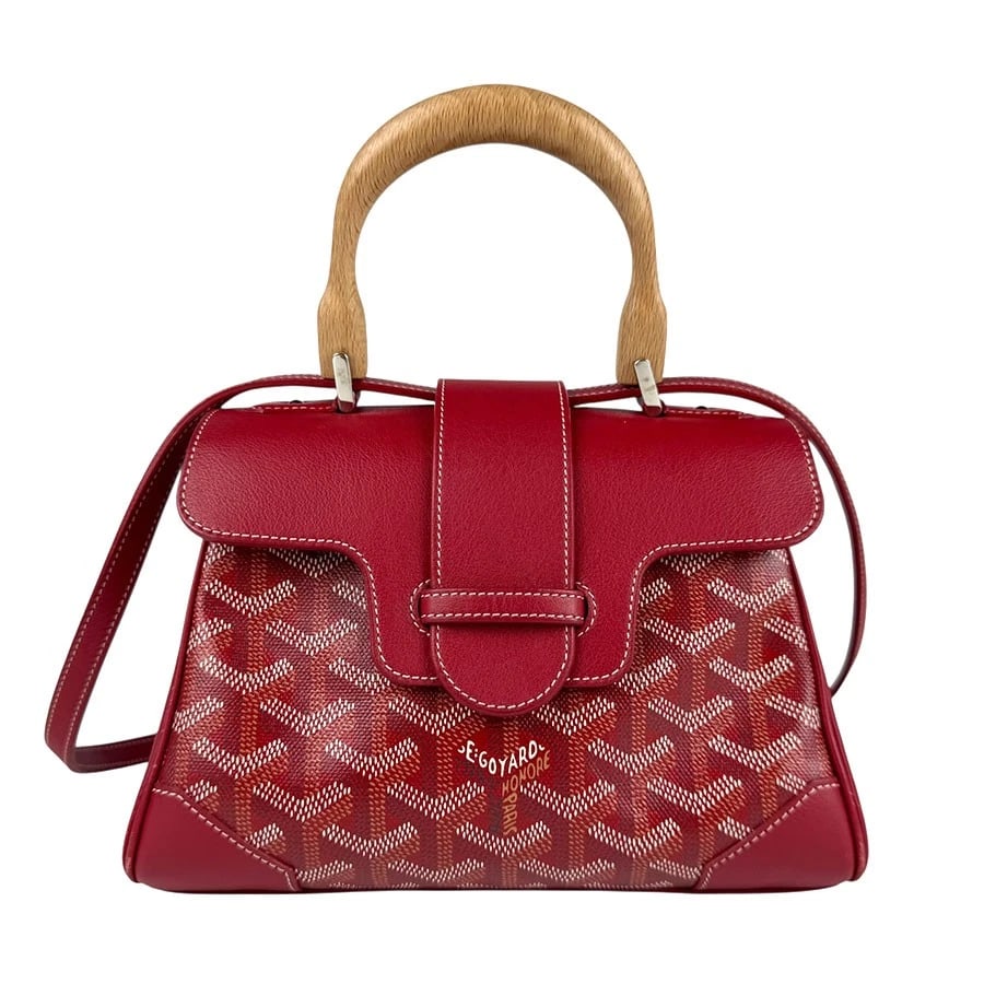 GOYARD SAIGON MINI HANDBAG SHOULDER BAG: GOYARD Saigon Mini Handbag Shoulder Bag Brand: GOYARD Type: Handbag Material: PVC Coated Canvas Color: Red Size: W:7.9inx H:5.9inx D:2.4in Handle Length:8.7in Shoulder Length: 53.9in Accessories: