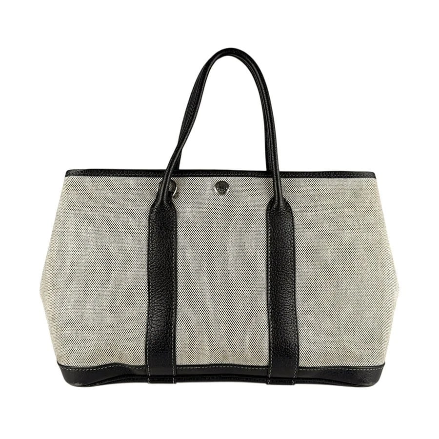 HERMES GARDEN PARTY TPM HANDBAG SHOULDER BAG: HERMES Garden Party TPM Handbag Shoulder Bag Brand: HERMES Type: Handbag Material: Toile H x Leather Color: Gray / Black Size: W:11.8inx H:7.9inx D:4.7in Handle Length:13.4in Shoulder Length: 42.5