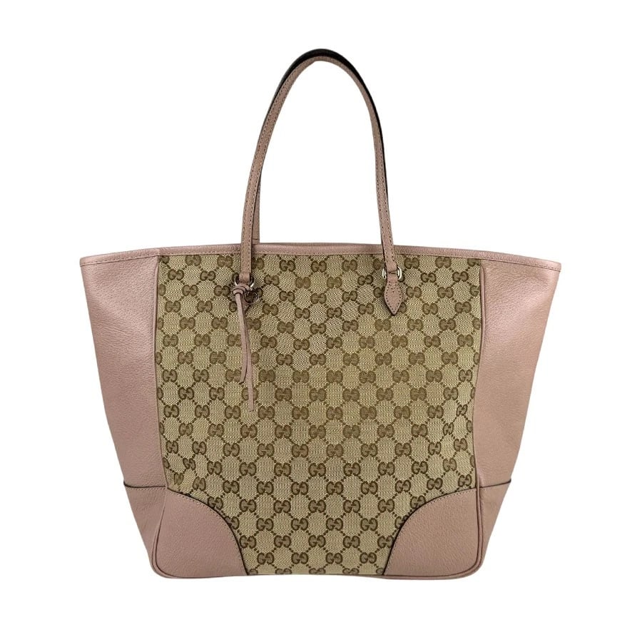GUCCI HANDBAG TOTE BAG PINK/BROWN GG CANVAS/LEATHER: GUCCI Handbag Tote Bag Pink/Brown GG Canvas/Leather Brand: GUCCI Type: Handbag Material: GG canvas Color: Pink X Brown Size: W:11.0inx H:12.2inx D:6.3in Shoulder Length: 18.5in Accessories: None