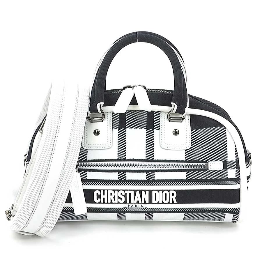 CHRISTIAN DIOR VIBE SMALL HANDBAG SHOULDER BAG BLACK: Christian Dior Vibe Small Handbag Shoulder Bag Black Brand: Christian Dior Type: Handbag Material: canvas Color: Black X White Size: W:10.2inx H:6.3inx D:4.5in Handle Length:9.8in Shoulder Length: