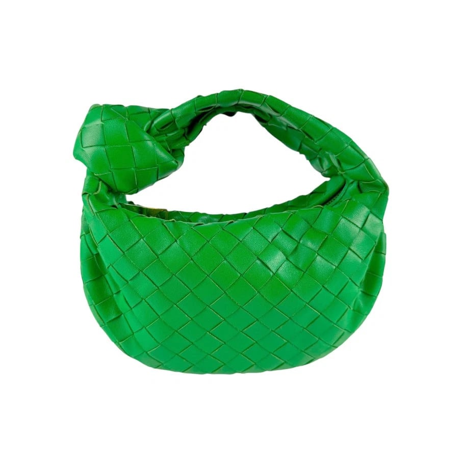 BOTTEGAVENETA INTRECCIATO JODIE MINI HANDBAG: BOTTEGAVENETA Intrecciato Jodie Mini Handbag Brand: BOTTEGAVENETA Type: Handbag Material: leather Color: Green Size: W:4.7inx H:5.1inx D:0.8in Handle Length:11.8in Accessories: None Access