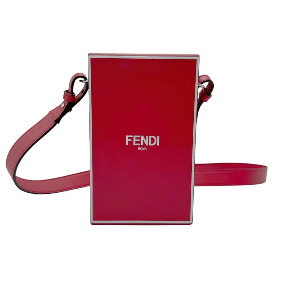 FENDI BOX SHOULDER BAG DARK RED/WHITE: FENDI BOX Shoulder Bag Dark Red/White Brand: FENDI Type: Shoulder Bag Material: leather Color: Dark Red/White Size: W:3.9inx H:6.7inx D:2.8in Shoulder Length: 41.7in Accessories: None Acce