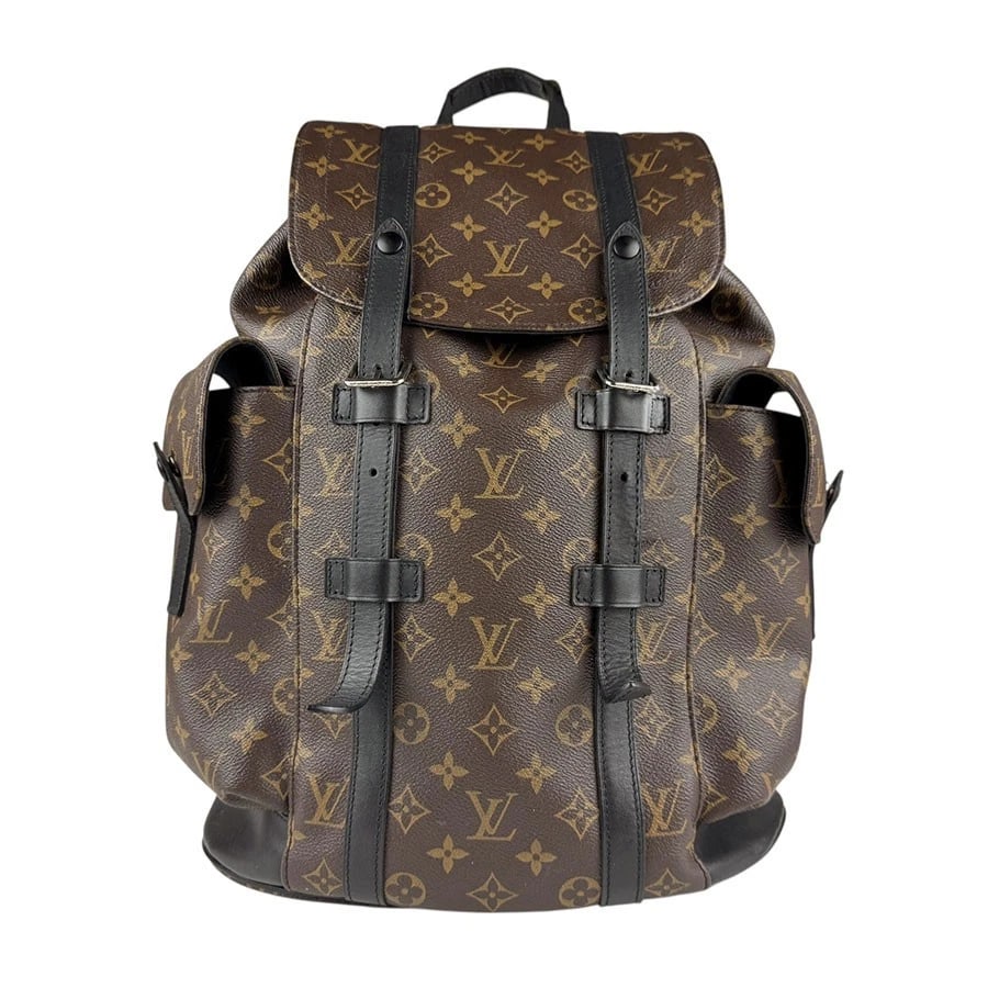 LOUIS VUITTON MONOGRAM MACASSAR CHRISTOPHER MM BACKPACK: LOUIS VUITTON Monogram Macassar Christopher MM Backpack Brand: LOUIS VUITTON Type: Backpack Material: Monogram macacer Color: Brown / Black Size: W:13.0inx H:16.5inx D:4.7in Handle Length:6.7in Sh